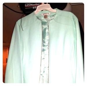 Mint waist length leather jacket